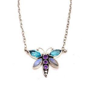 Nicky Butler Butterfly Moonstone Gemstone Necklace .925 Silver Silver